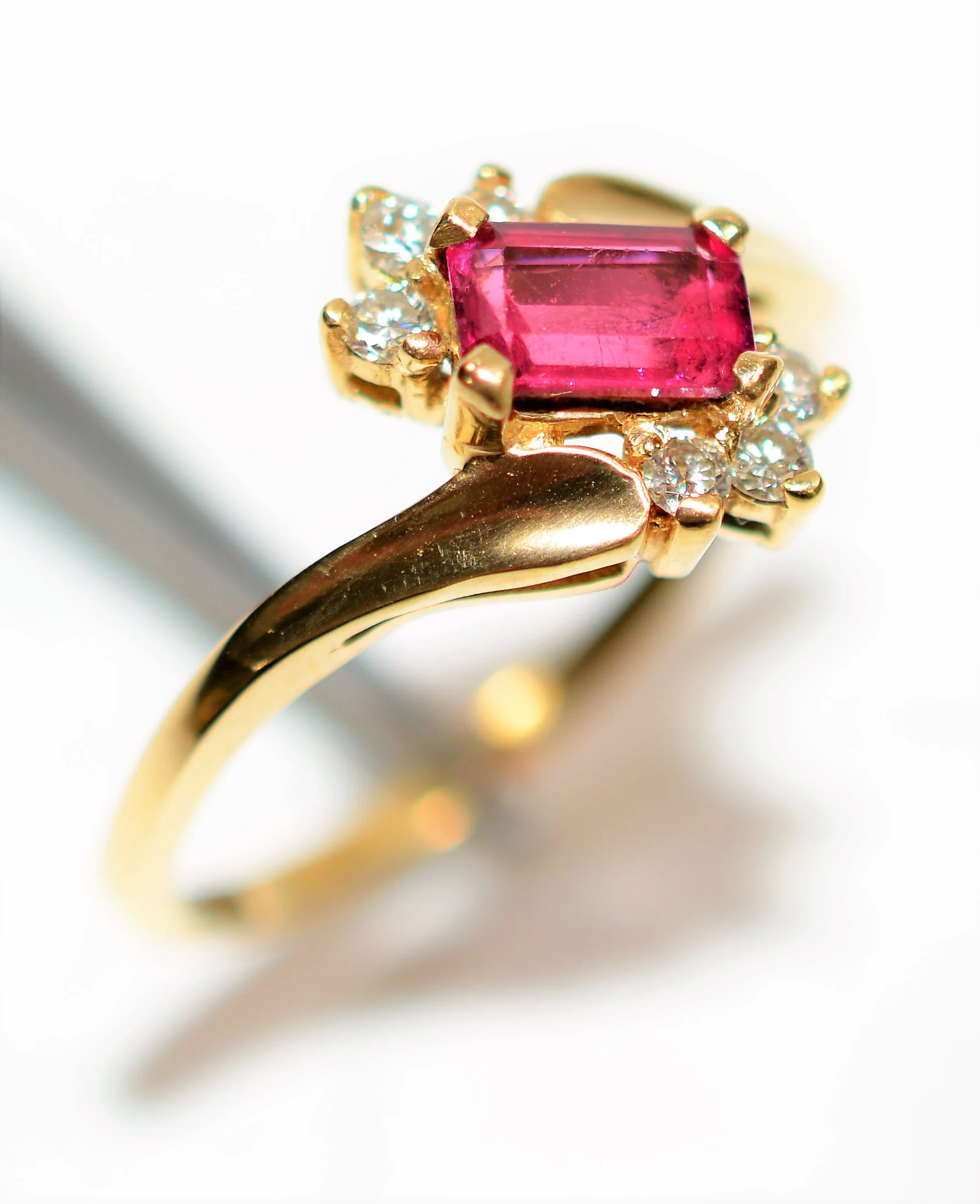 Natural Rubellite & Diamond Ring 14K Solid Gold .67tcw Pink Tourmaline Ring Statement Ring Womens Ring Gemstone Ring Birthstone Ring Jewelry - Image 4