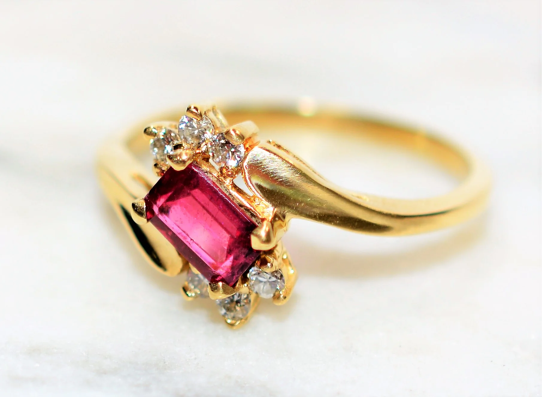 Natural Rubellite & Diamond Ring 14K Solid Gold .67tcw Pink Tourmaline Ring Statement Ring Womens Ring Gemstone Ring Birthstone Ring Jewelry - Image 8
