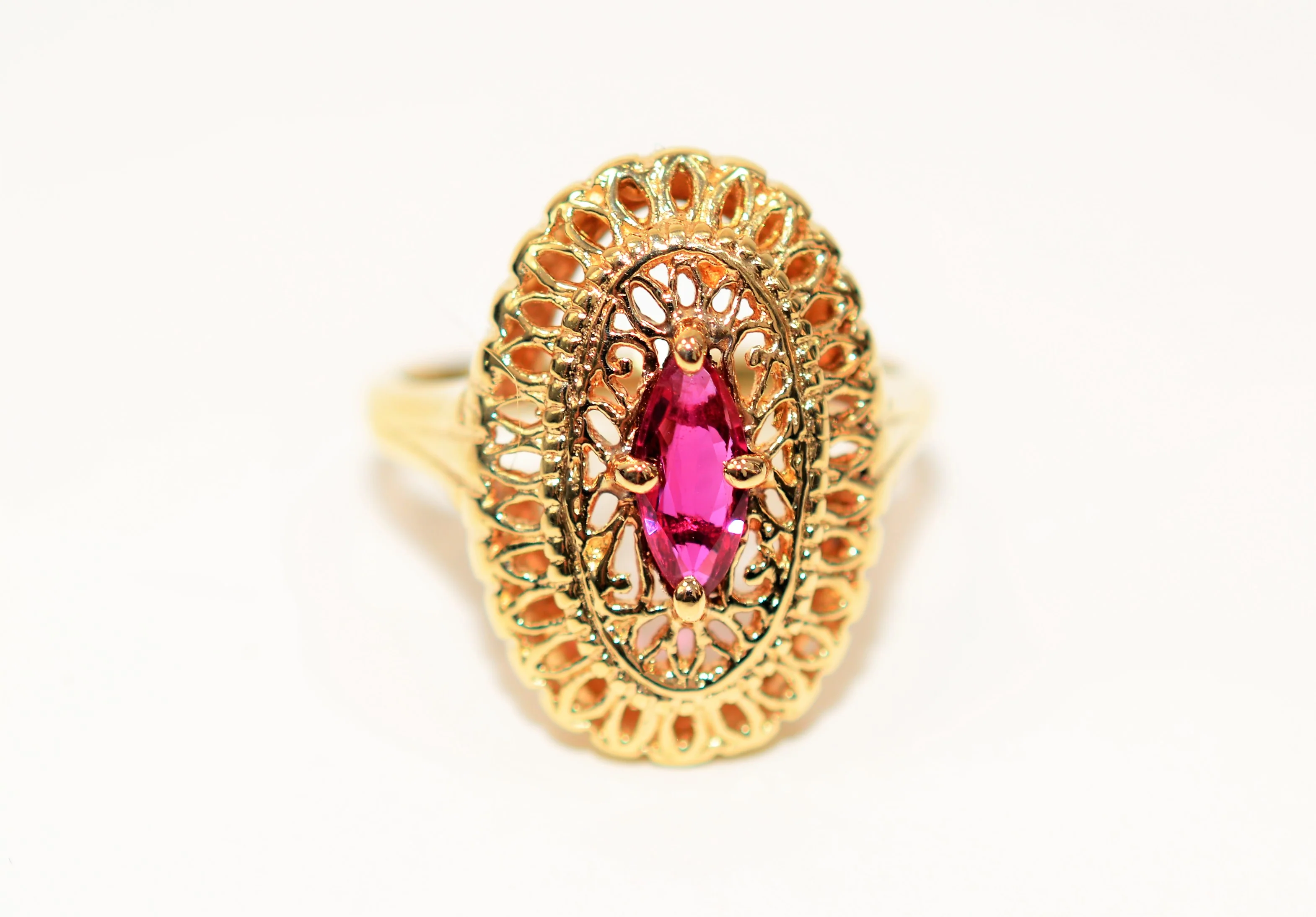 Natural Ruby Ring 14K Solid Gold .68ct Vintage Ring Gemstone Ring Solitaire Ring Marquise Ring Ladies Ring Women's Ring Fine Estate Jewelry