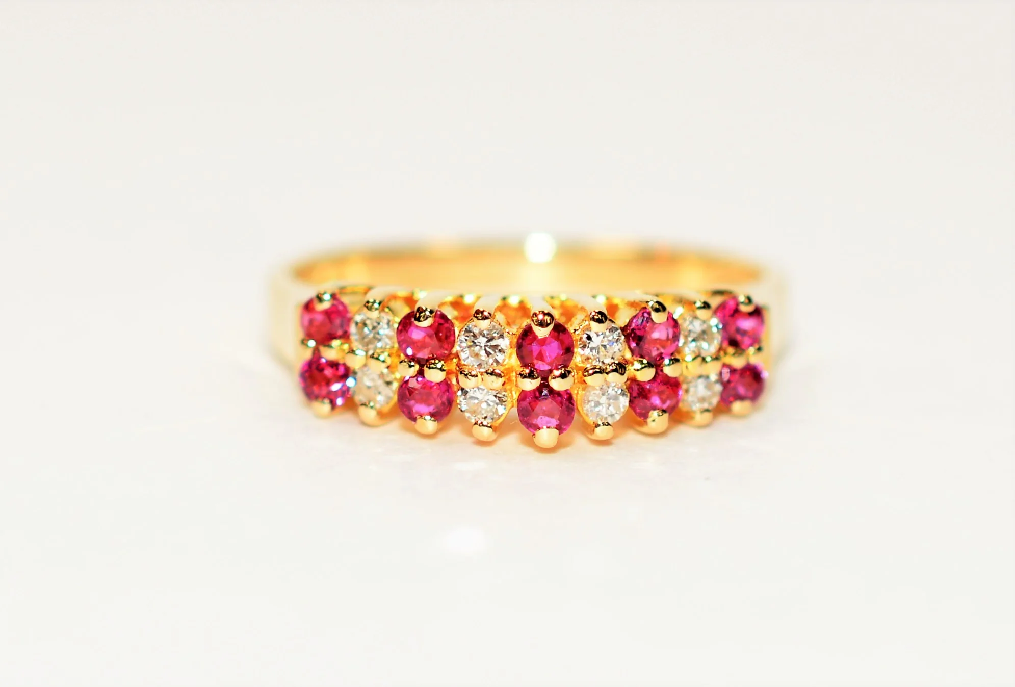 Natural Ruby & Diamond Ring 14K Solid Gold .27tcw Ruby Ring Cluster Ring Gemstone Ring July Birthstone Ring Ladies Ring Fine Vintage Jewelry
