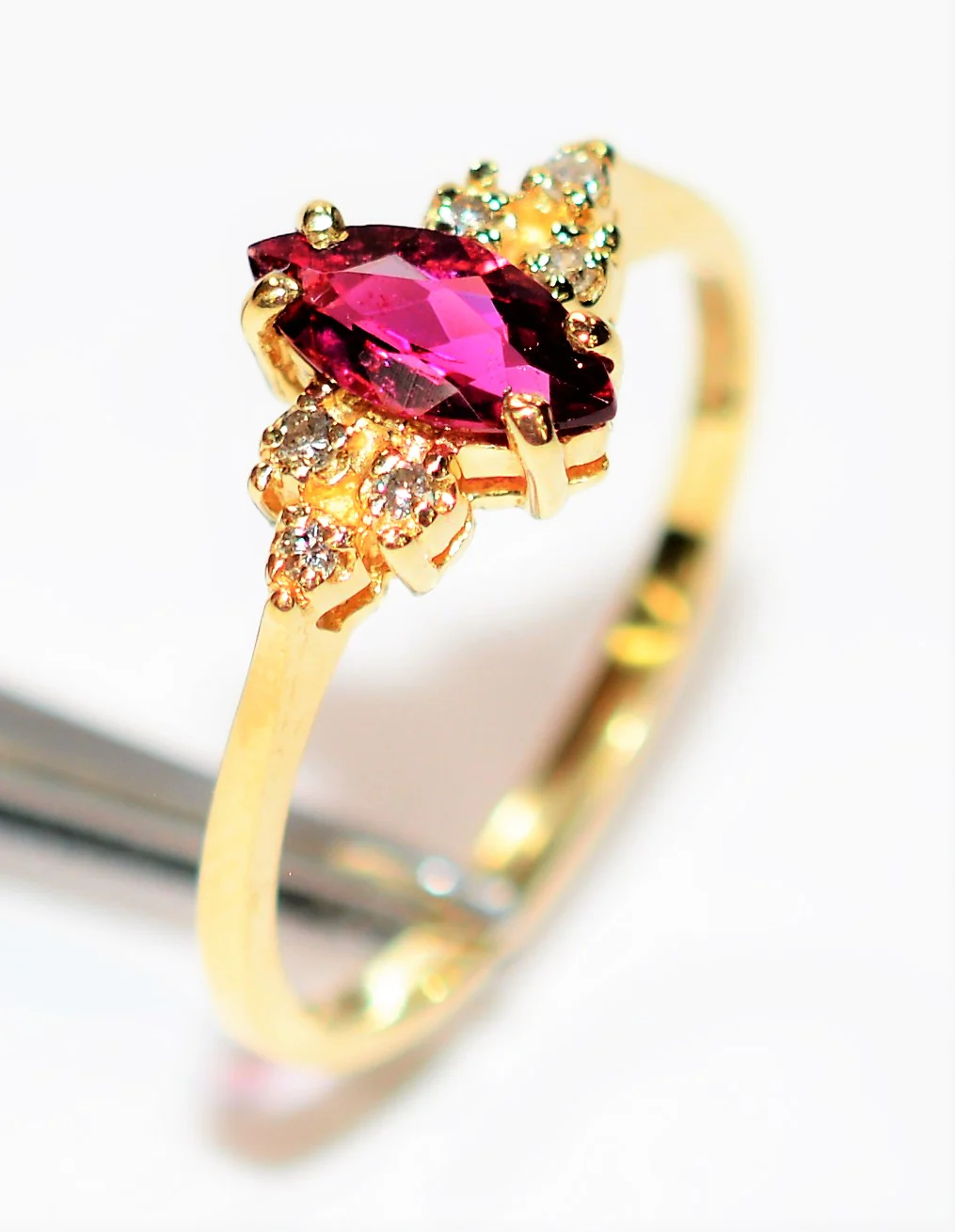 Natural Ruby & Diamond Ring 14K Solid Gold .56tcw Ruby Ring Marquise Ring Gemstone Ring July Birthstone Engagement Ring Women's Ring Estate - Image 4