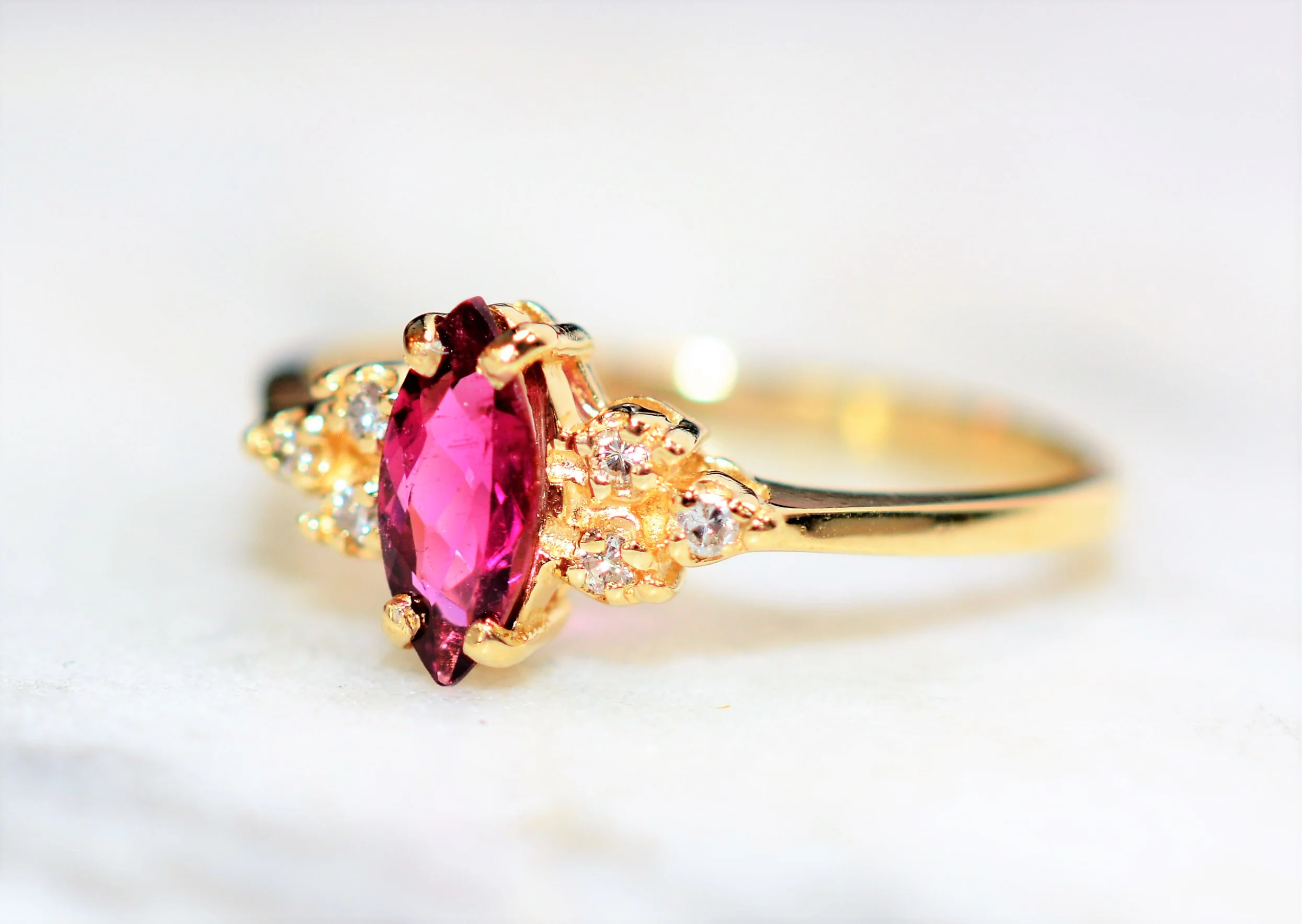 Natural Ruby & Diamond Ring 14K Solid Gold .56tcw Ruby Ring Marquise Ring Gemstone Ring July Birthstone Engagement Ring Women's Ring Estate - Image 8