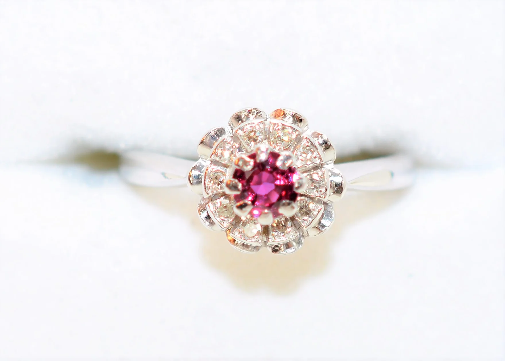 Natural Ruby & Diamond Ring 18K Solid White Gold .53tcw Engagement Ring Ruby Ring Birthstone Ring Cocktail Ring Statement Ring Bridal Ring - Image 5
