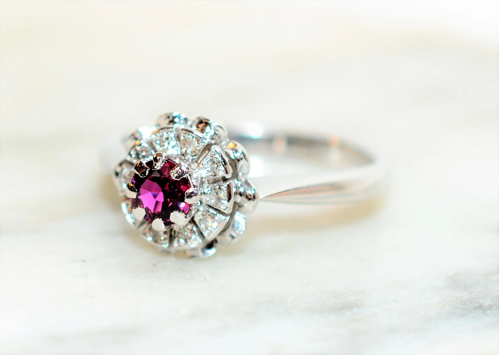 Natural Ruby & Diamond Ring 18K Solid White Gold .53tcw Engagement Ring Ruby Ring Birthstone Ring Cocktail Ring Statement Ring Bridal Ring - Image 8