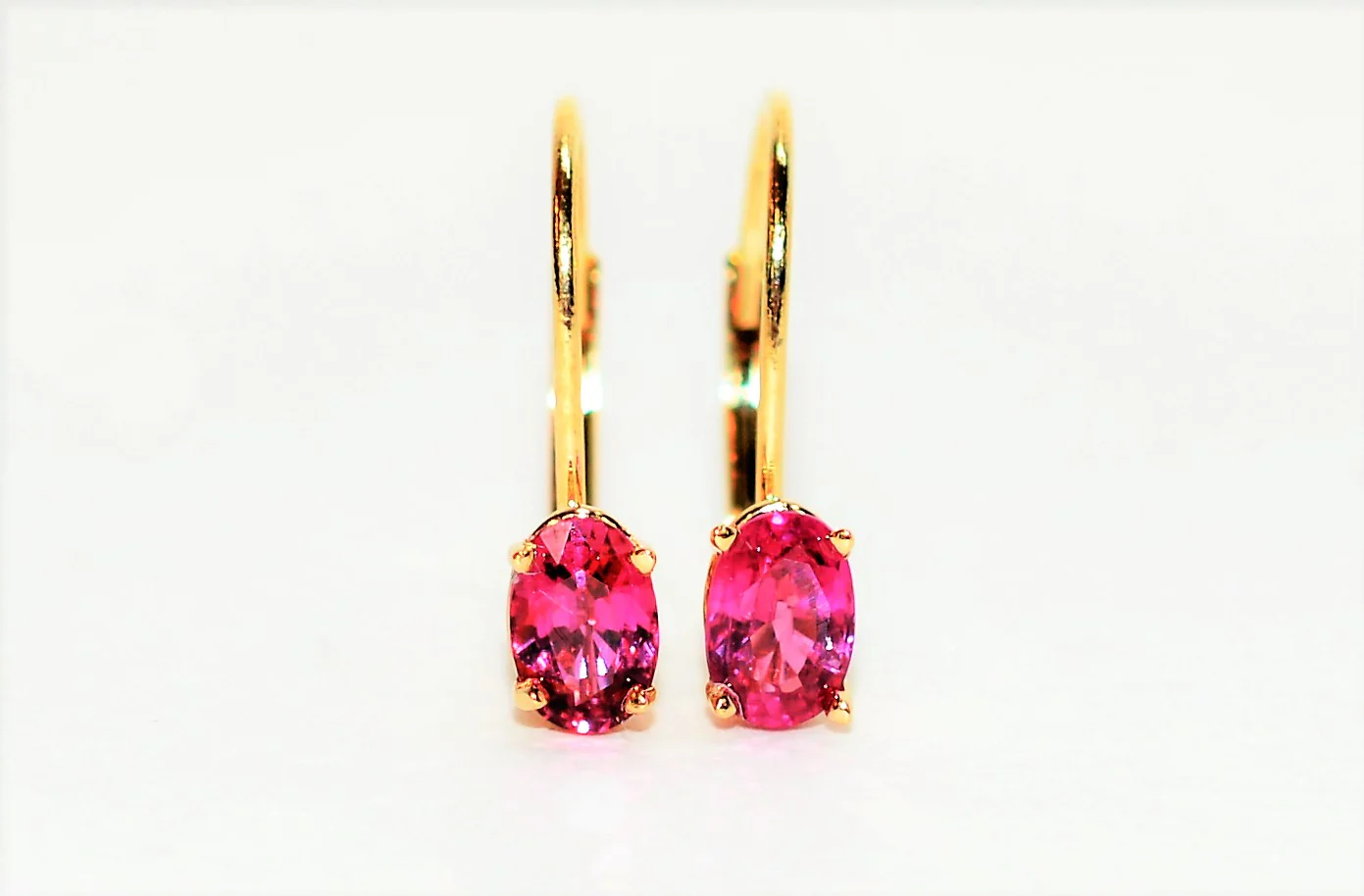 Natural Ruby Earrings 14K Solid Gold 1.10tcw Hoop Earrings Solitaire Earrings Gemstone Earring Dangle Earrings Pink Earrings Fine Jewellery