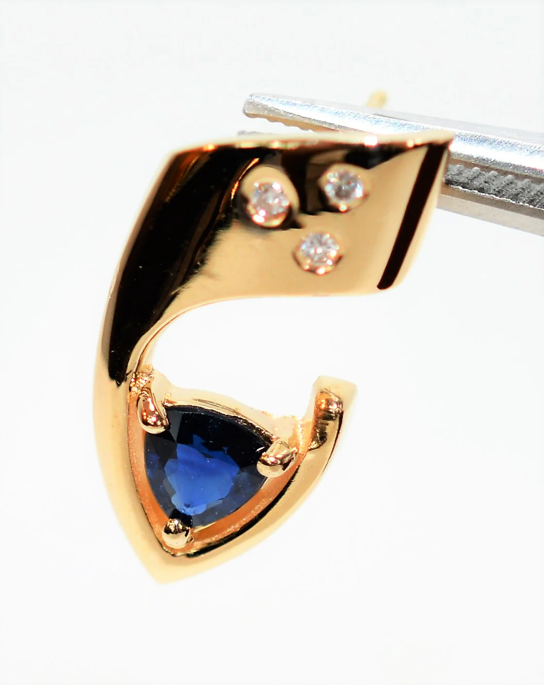 Natural Sapphire & Diamond Earrings 14K Solid Gold .99tcw Birthstone Earrings Sapphire Earrings Gemstone Earrings Cocktail Earrings Estate - Image 2