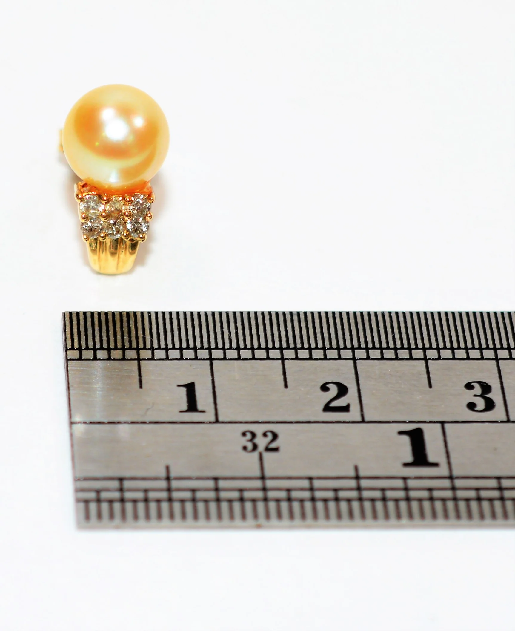 Natural South Sea Pearl & Diamond Earrings 14K Solid Gold .18tcw Cluster Earrings Stud Earrings Pearl Earrings Statement Women's Earrings - Image 6