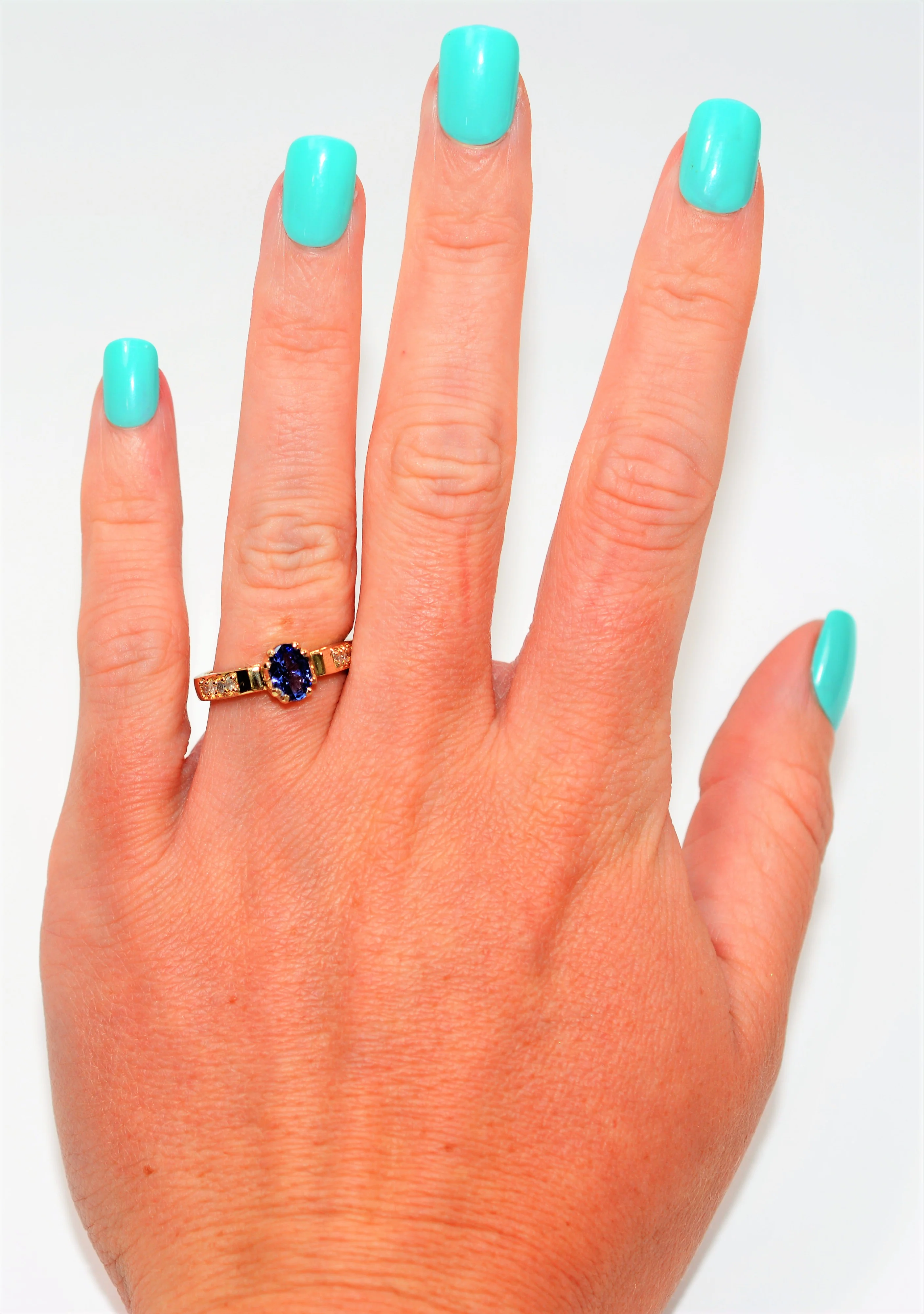 Natural Tanzanite & Diamond Ring 14K Solid Gold .78tcw Engagement Ring Gemstone Ring Bridal Jewelry Wedding Ring Tanzanite Ring Women's Ring - Image 2