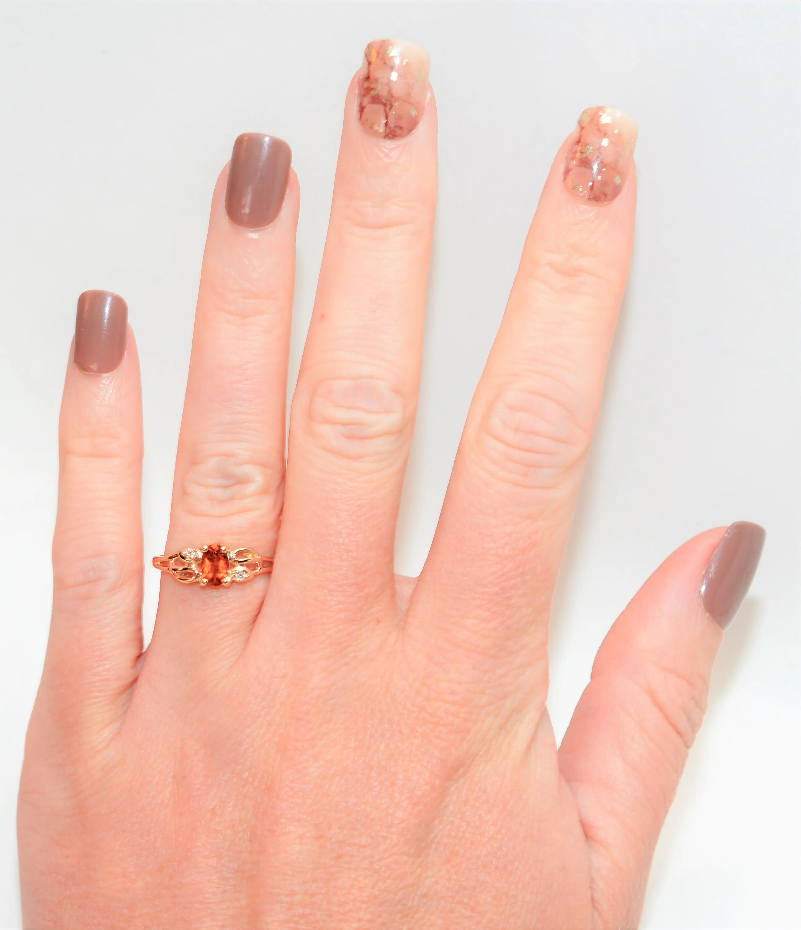 Natural Spessartine Mandarin Garnet & Diamond Ring 14K Solid Gold .55tcw Gemstone Ring Garnet Ring Birthstone Ring Orange Ring Cocktail Ring - Image 2