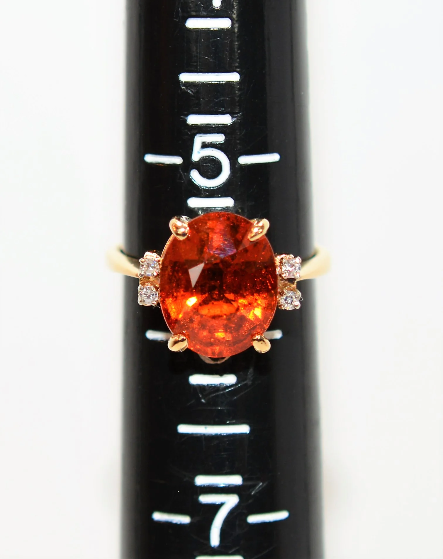 Natural Spessartine Mandarin Garnet & Diamond Ring 14K Solid Gold 6.47tcw Fanta Garnet Ring Orange Ring January Birthstone Ring Women's Ring - Image 9