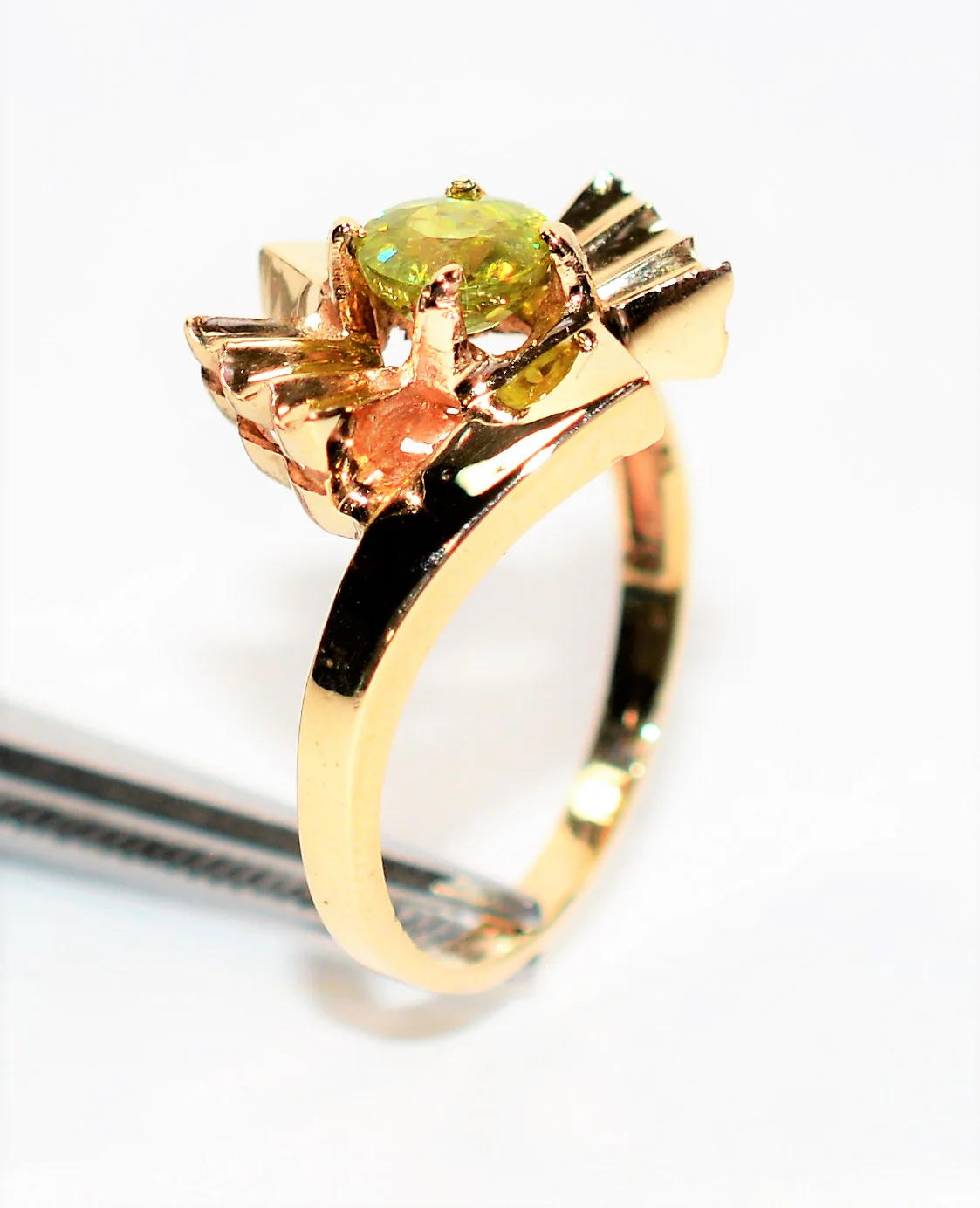 Natural Sphene Ring 10K Solid Gold Ring .42ct Gemstone Ring Titanite Ring Solitaire Ring Yellow Ring Green Ring Bow Ring Womens Ring Jewelry - Image 4