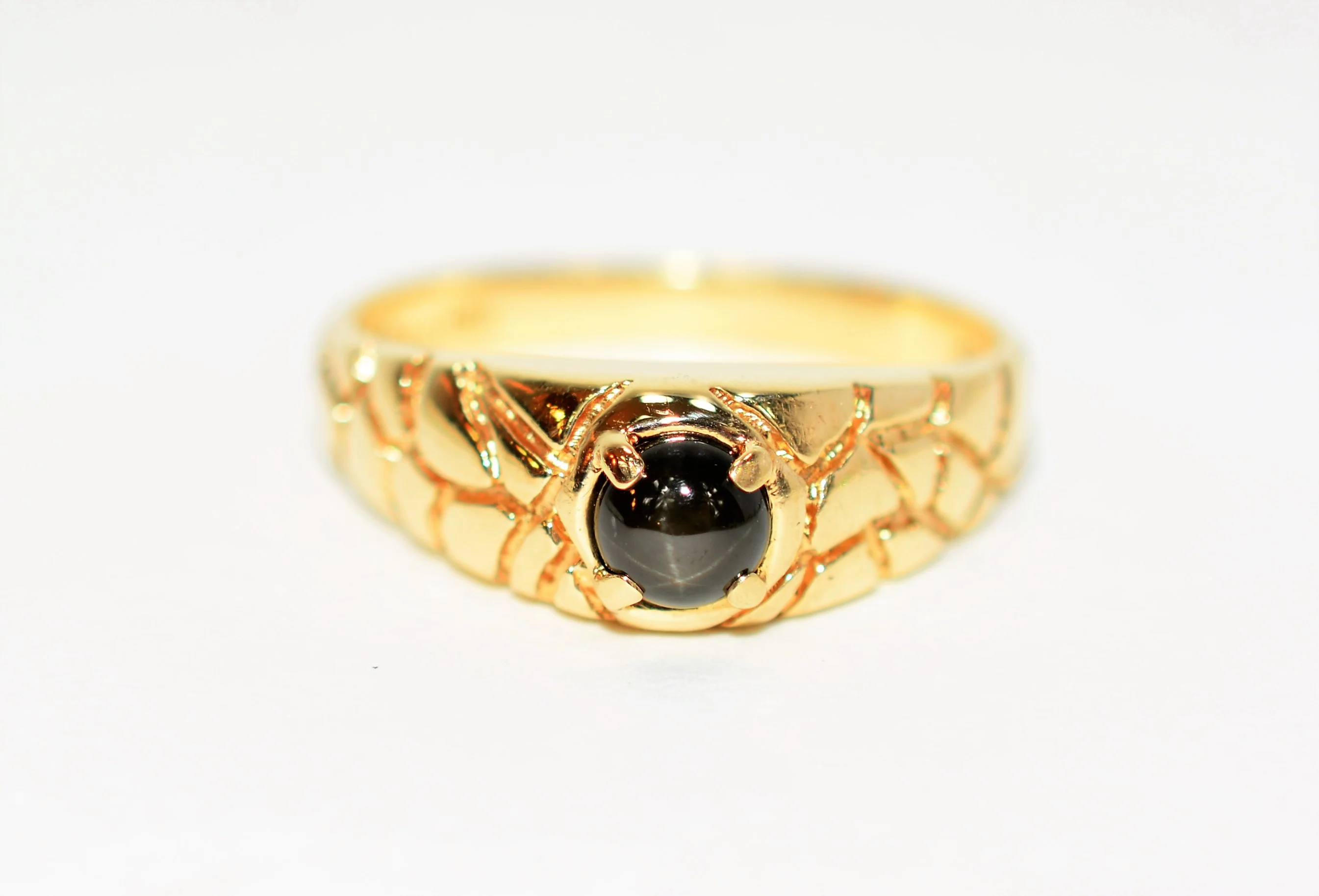 Natural Star Sapphire Ring 10K Solid Gold .50ct Ring Solitaire Ring Gemstone Ring Cocktail Ring Statement Ring Men's Ring Fine Vintage Ring
