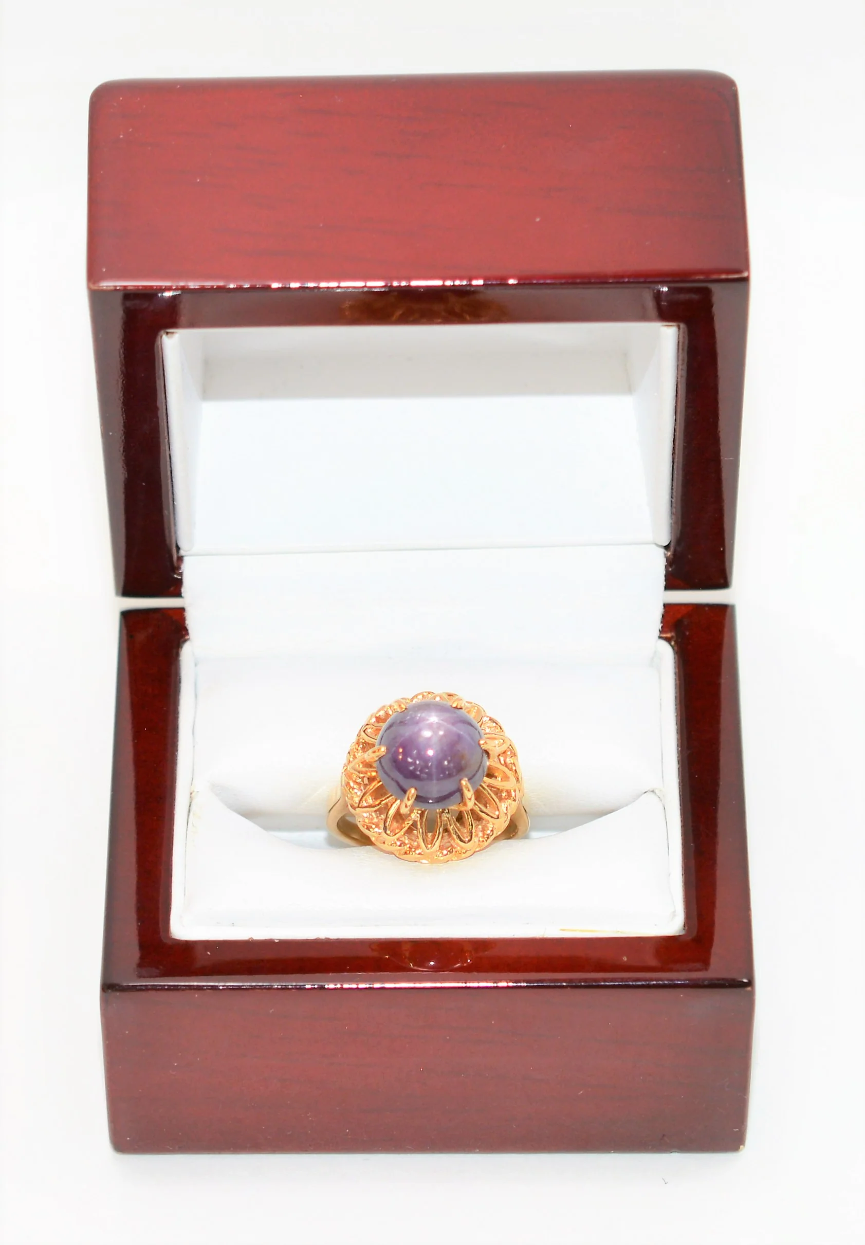Natural Star Sapphire Ring 14K Solid Gold 7.82ct Vintage Ring Solitaire Ring Art Deco Ring Gemstone Ring Purple Ring Birthstone Womens Ring - Image 12
