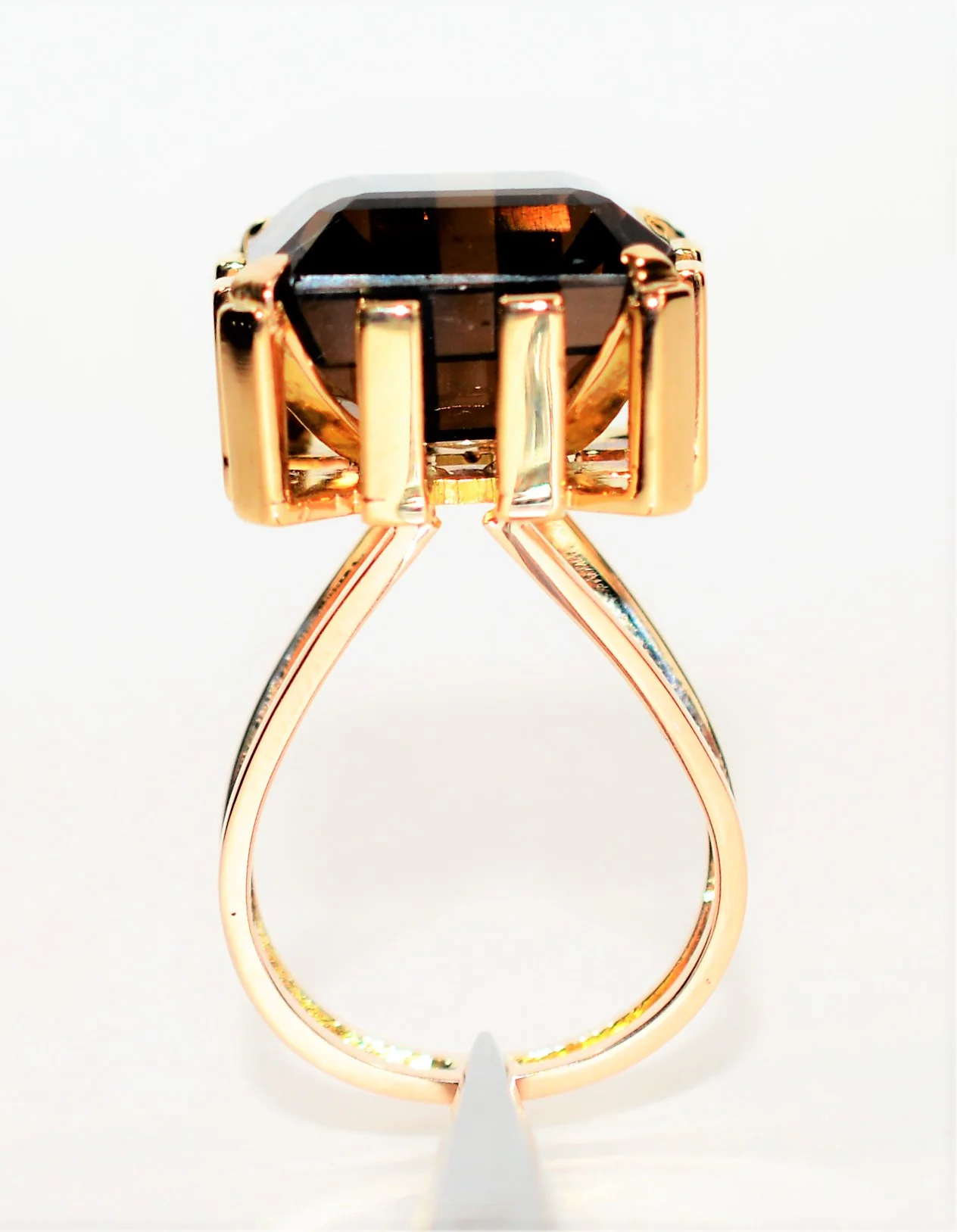 Natural Smoky Quartz Ring 10K Solid Gold 14.59ct Solitaire Ring Smoky Topaz Ring Statement Ring Cocktail Ring Ladies Ring Womens Estate Ring - Image 3