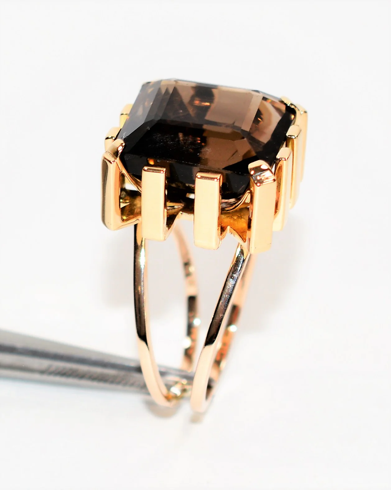 Natural Smoky Quartz Ring 10K Solid Gold 14.59ct Solitaire Ring Smoky Topaz Ring Statement Ring Cocktail Ring Ladies Ring Womens Estate Ring - Image 4
