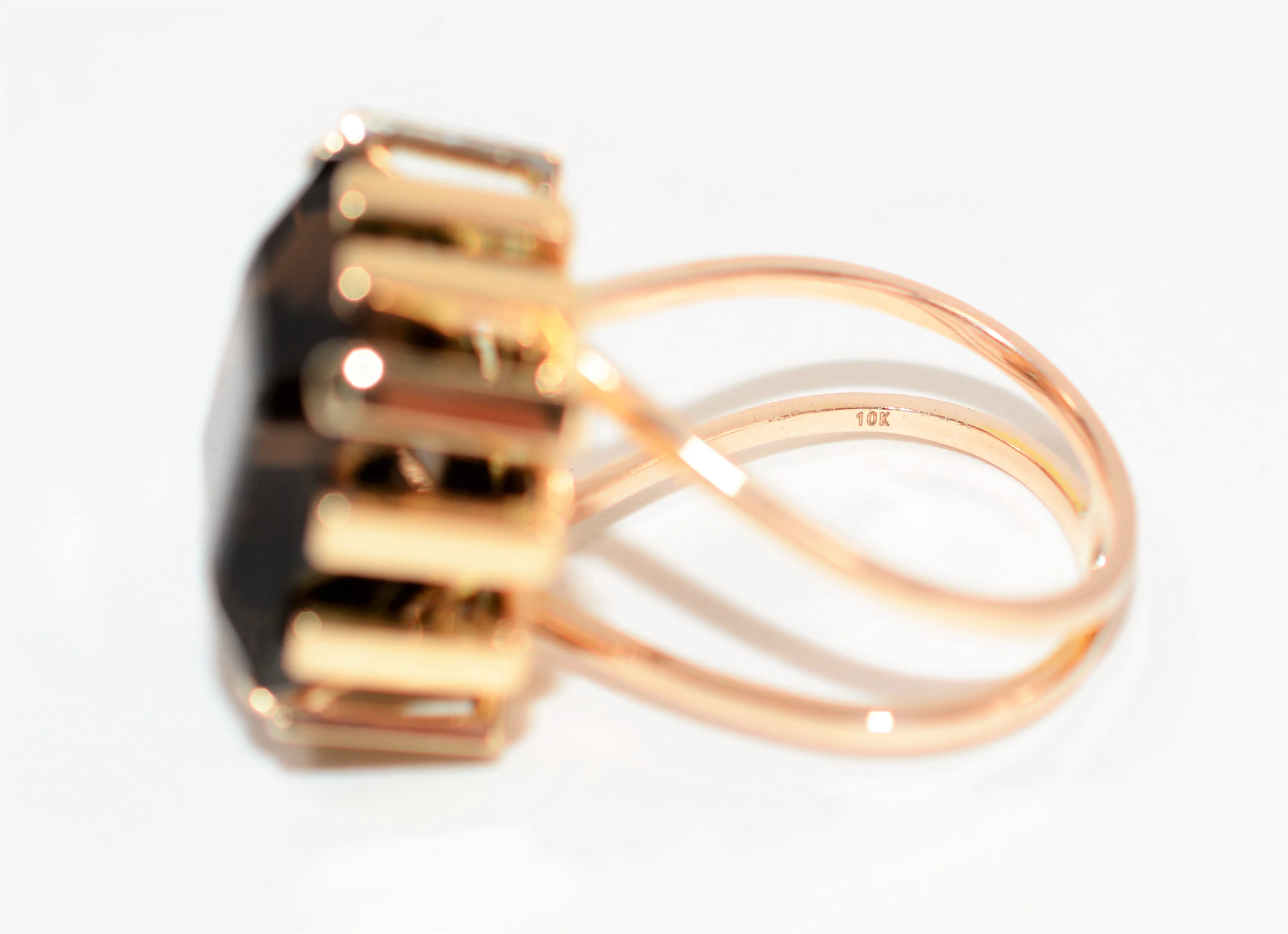 Natural Smoky Quartz Ring 10K Solid Gold 14.59ct Solitaire Ring Smoky Topaz Ring Statement Ring Cocktail Ring Ladies Ring Womens Estate Ring - Image 6