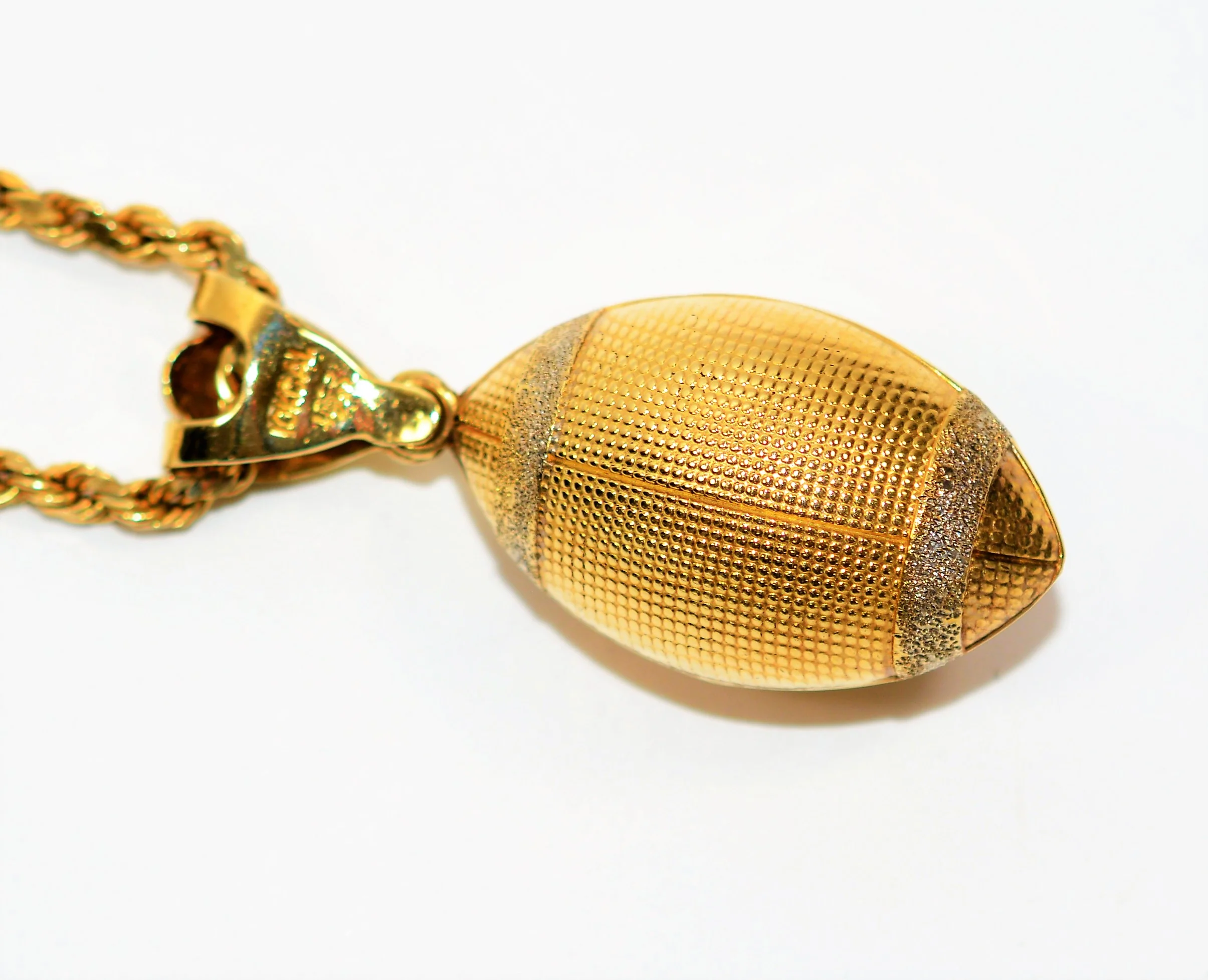 Football Necklace 10K Solid Gold Football Pendant Diamond Illusion Pendant Necklace Statement Necklace Sports Necklace Fine Jewelry Estate - Image 5
