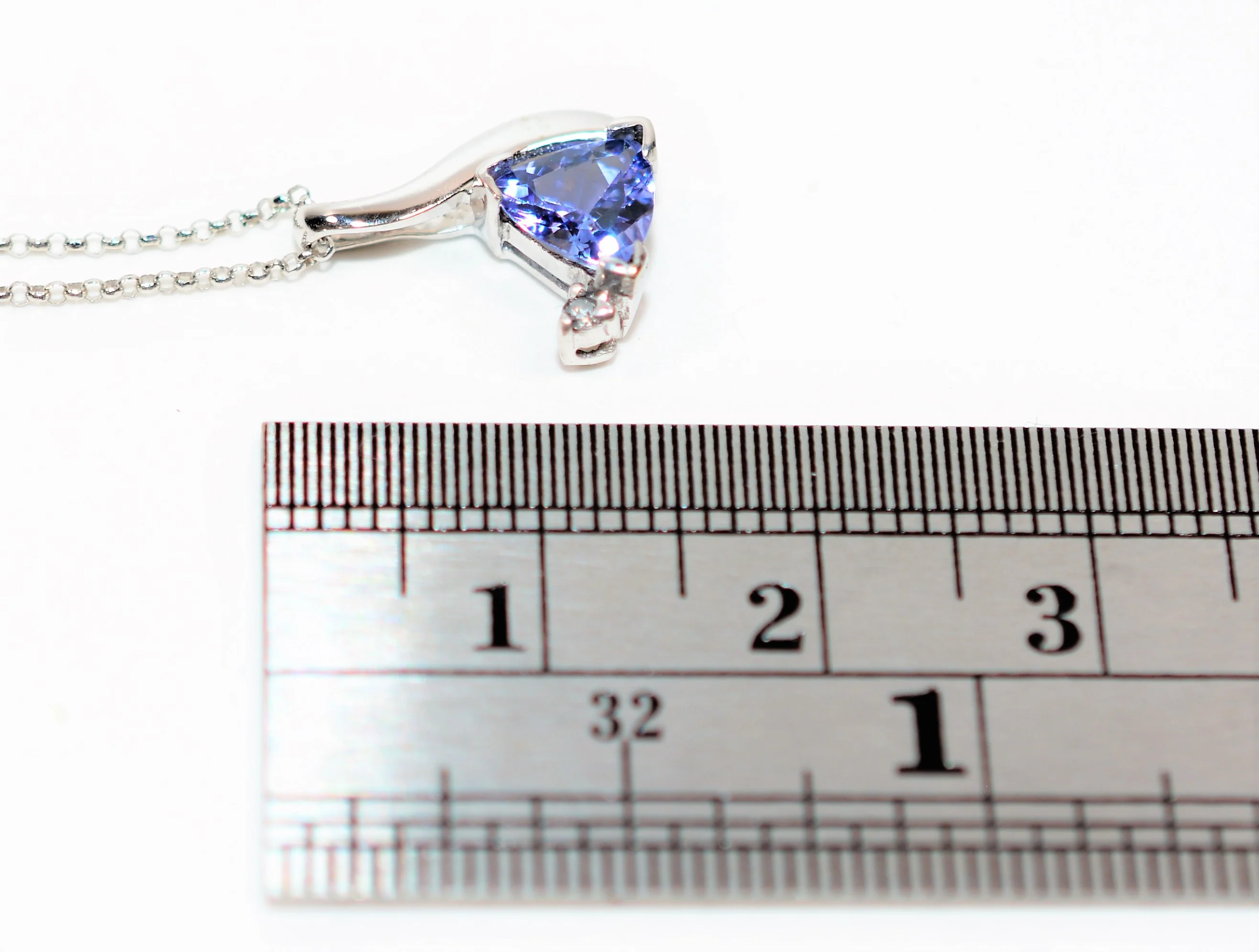 Natural Tanzanite & Diamond Necklace 14K Solid White Gold 1.00tcw Gemstone Necklace Cocktail Necklace Purple Necklace Birthstone Necklace - Image 8