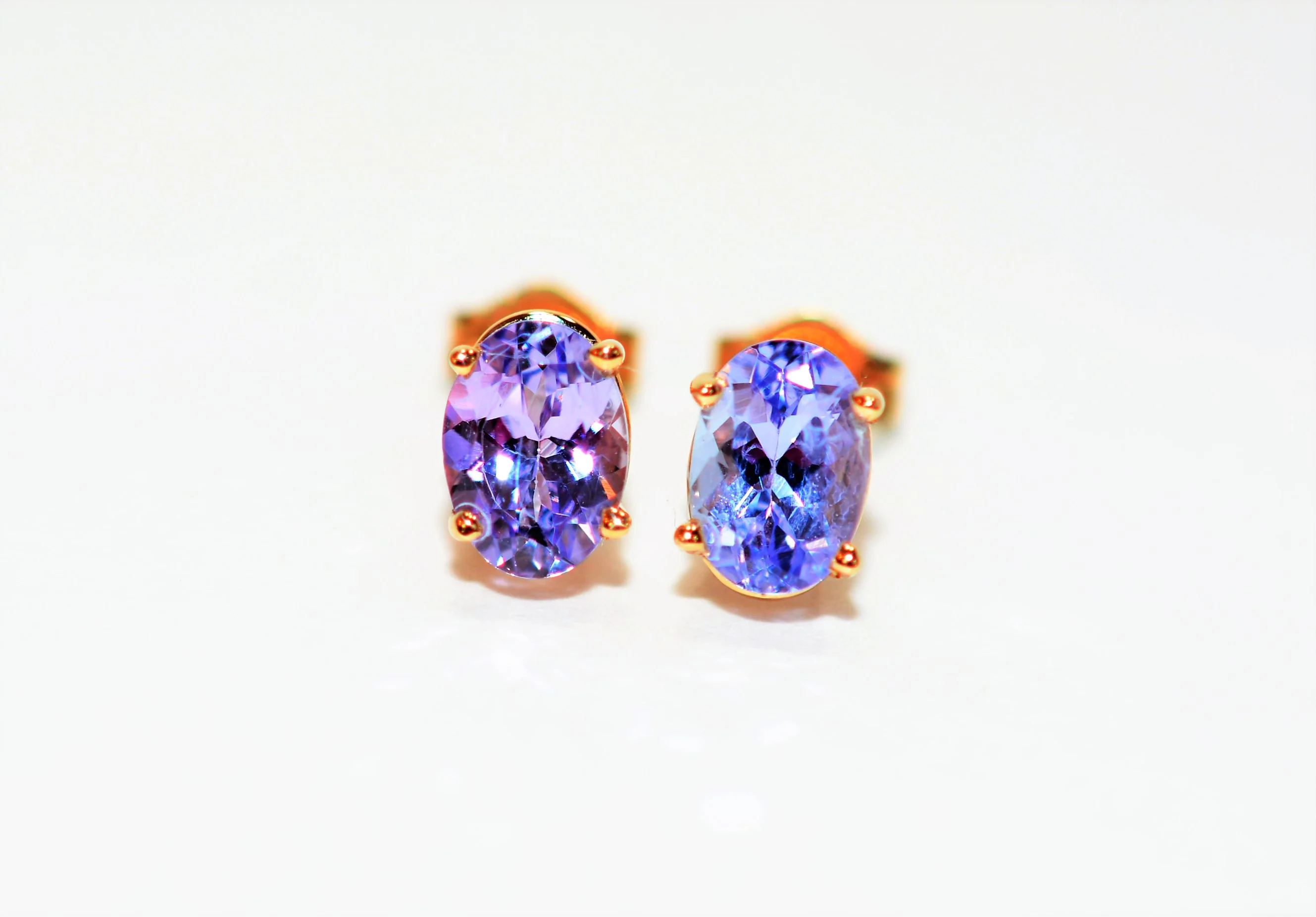 Natural Tanzanite Earrings 14K Solid Gold 1.66tcw Solitaire Earrings Gemstone Earrings Stud Earrings Birthstone Earrings Fine Women's Earrings