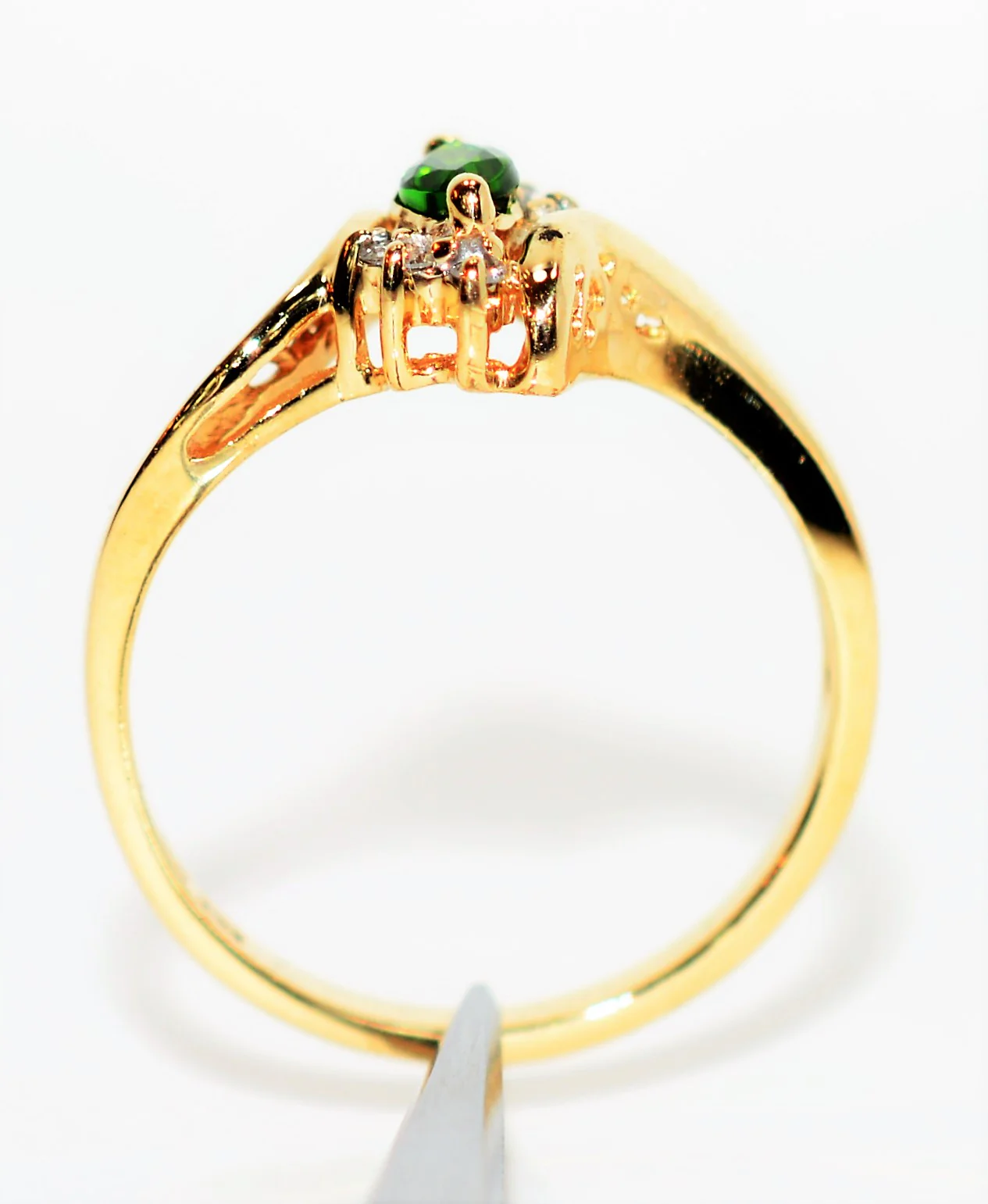 Natural Tsavorite Garnet & Diamond Ring 10K Solid Gold .30tcw January Birthstone Ring Garnet Ring Green Ring Ladies Ring Women's Ring Estate - Image 3