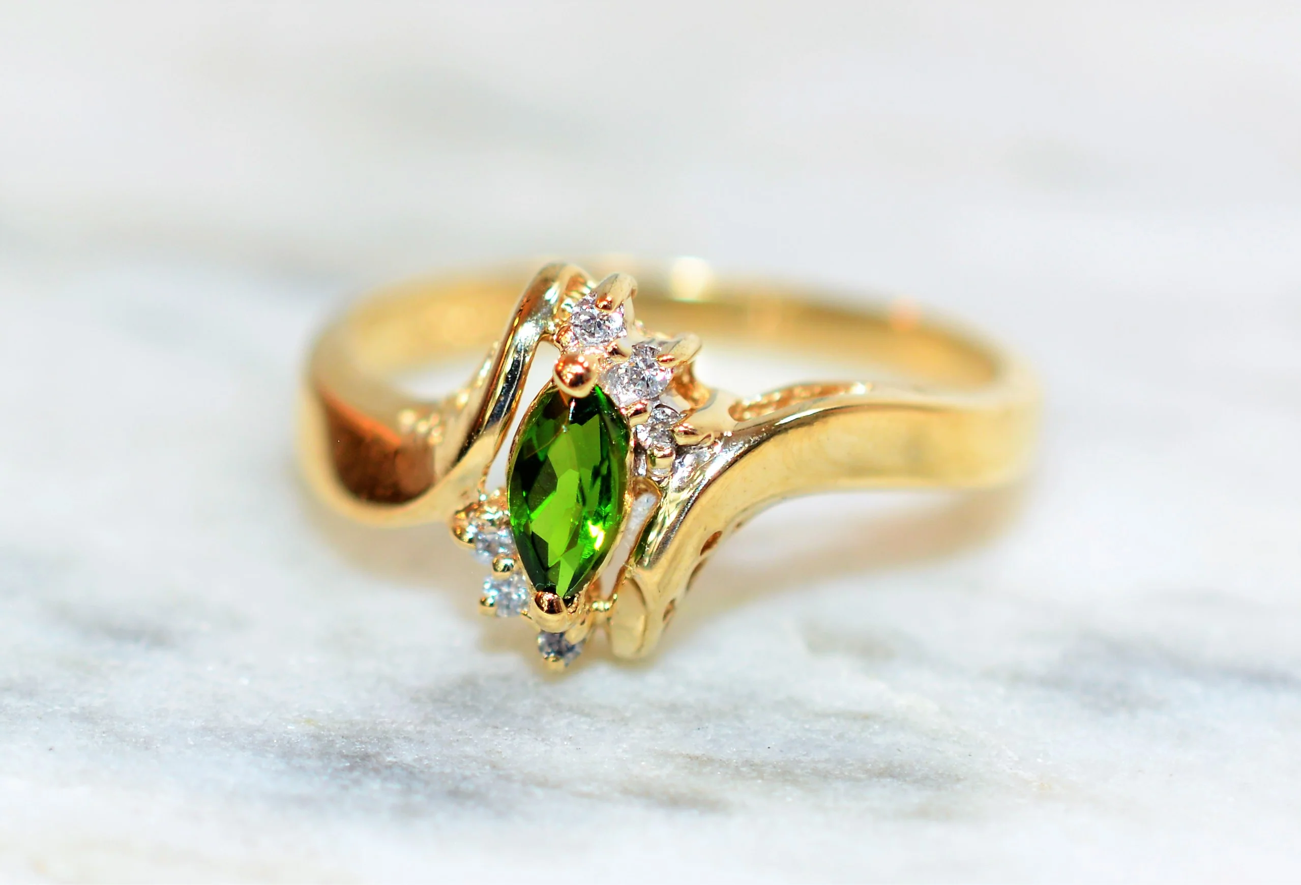 Natural Tsavorite Garnet & Diamond Ring 10K Solid Gold .30tcw January Birthstone Ring Garnet Ring Green Ring Ladies Ring Women's Ring Estate - Image 8