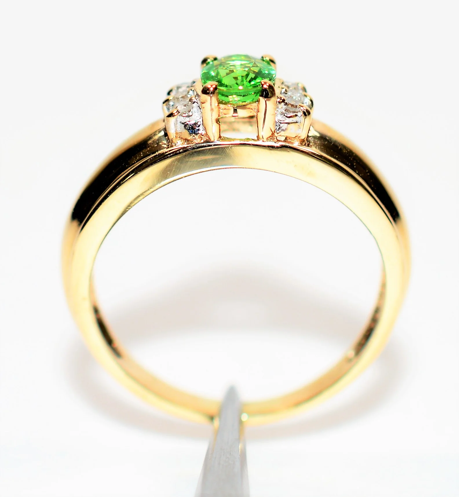 Natural Tsavorite Garnet & Diamond Ring 10K Solid Gold .52tcw Gemstone Ring Green Ring January Birthstone Ring Garnet Ring Fine Women's Ring - Image 3