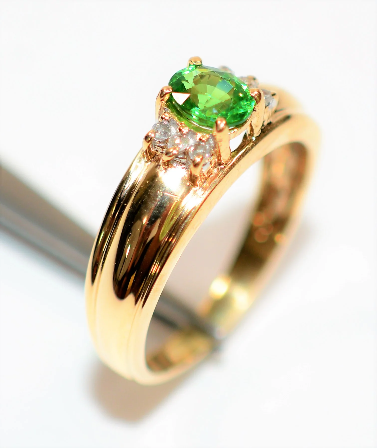 Natural Tsavorite Garnet & Diamond Ring 10K Solid Gold .52tcw Gemstone Ring Green Ring January Birthstone Ring Garnet Ring Fine Women's Ring - Image 4