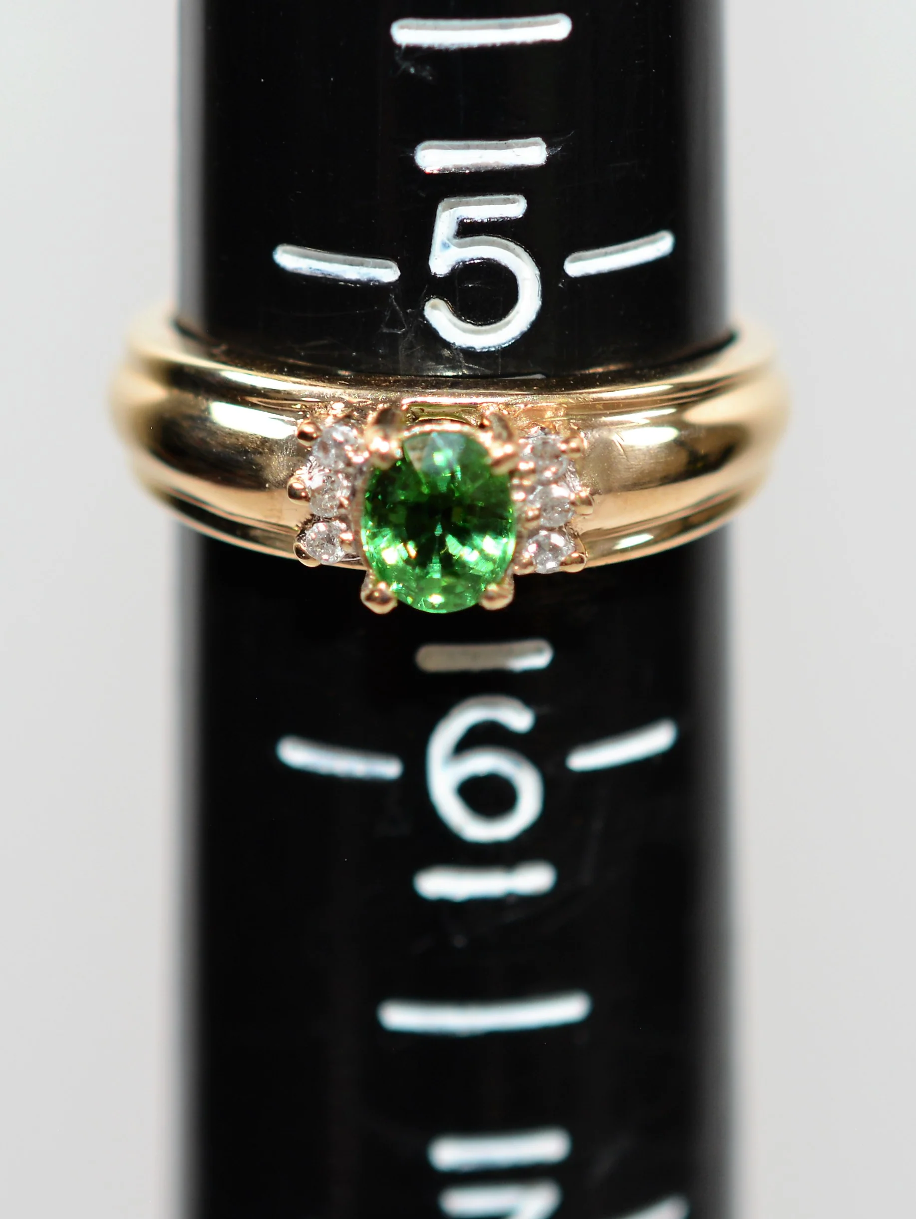 Natural Tsavorite Garnet & Diamond Ring 10K Solid Gold .52tcw Gemstone Ring Green Ring January Birthstone Ring Garnet Ring Fine Women's Ring - Image 9