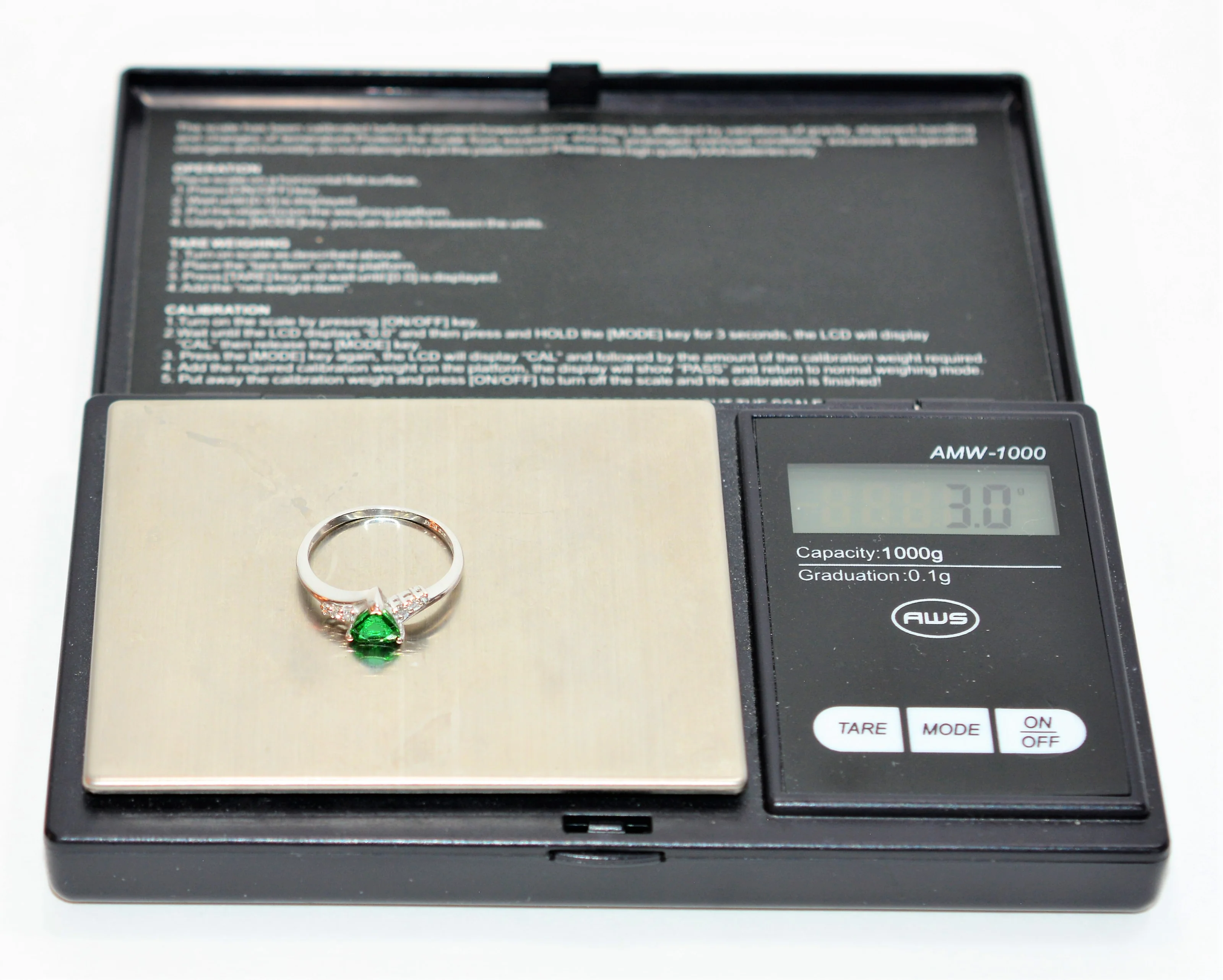 Natural Tsavorite Garnet & Diamond Ring Solid Platinum .75tcw Trillion Ring Green Ring Gemstone Ring Garnet Ring Tsavorite Ring Estate Ring - Image 11