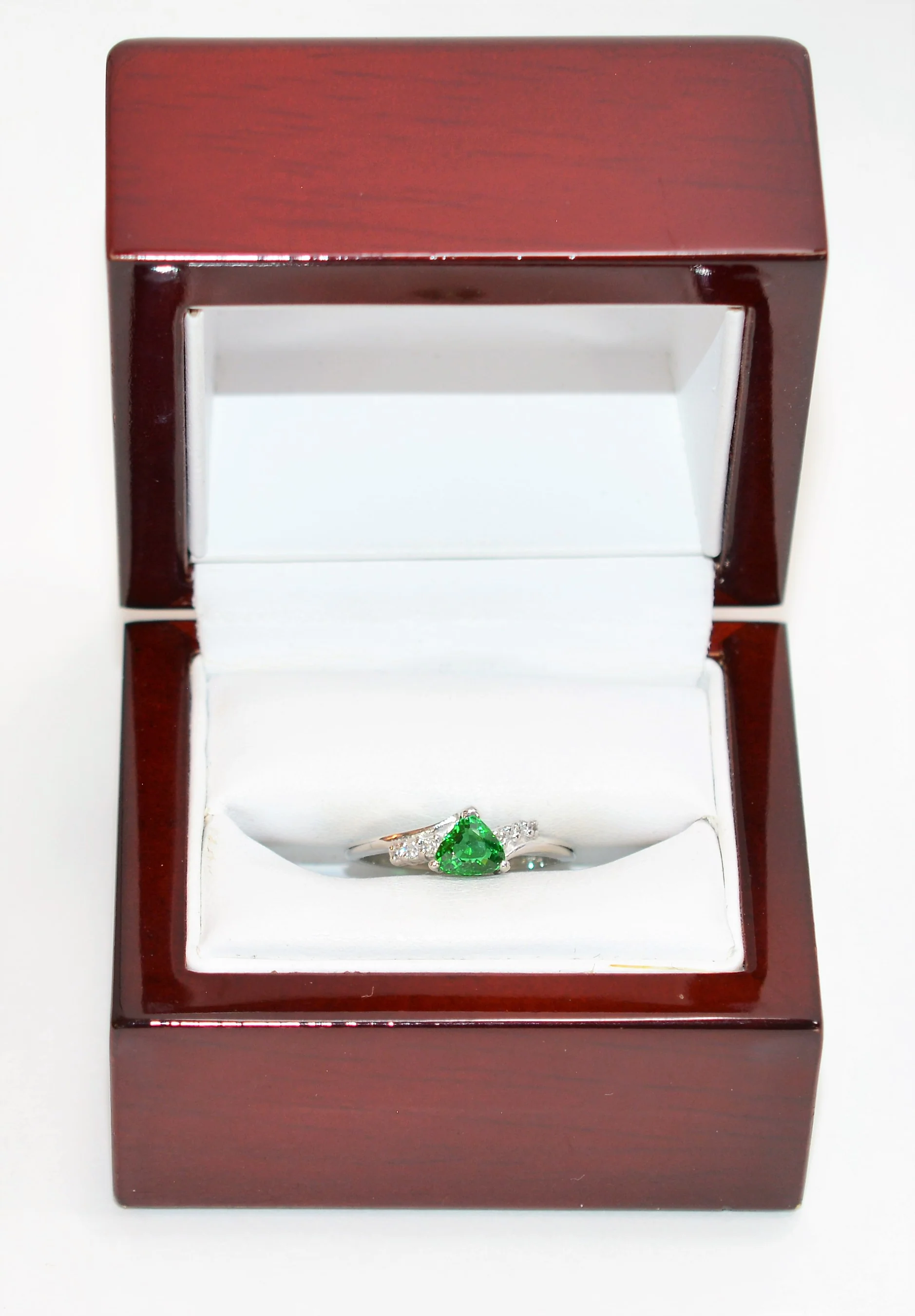 Natural Tsavorite Garnet & Diamond Ring Solid Platinum .75tcw Trillion Ring Green Ring Gemstone Ring Garnet Ring Tsavorite Ring Estate Ring - Image 12