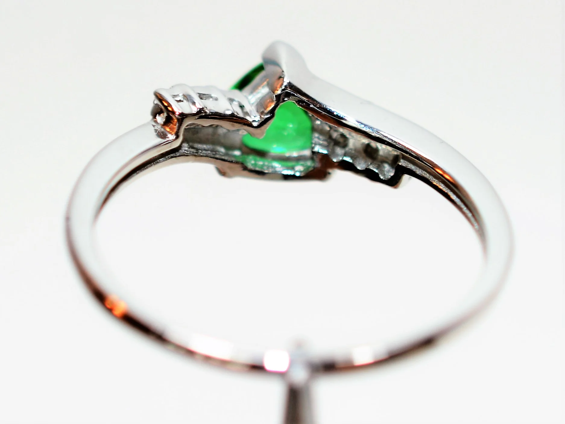 Natural Tsavorite Garnet & Diamond Ring Solid Platinum .75tcw Trillion Ring Green Ring Gemstone Ring Garnet Ring Tsavorite Ring Estate Ring - Image 7
