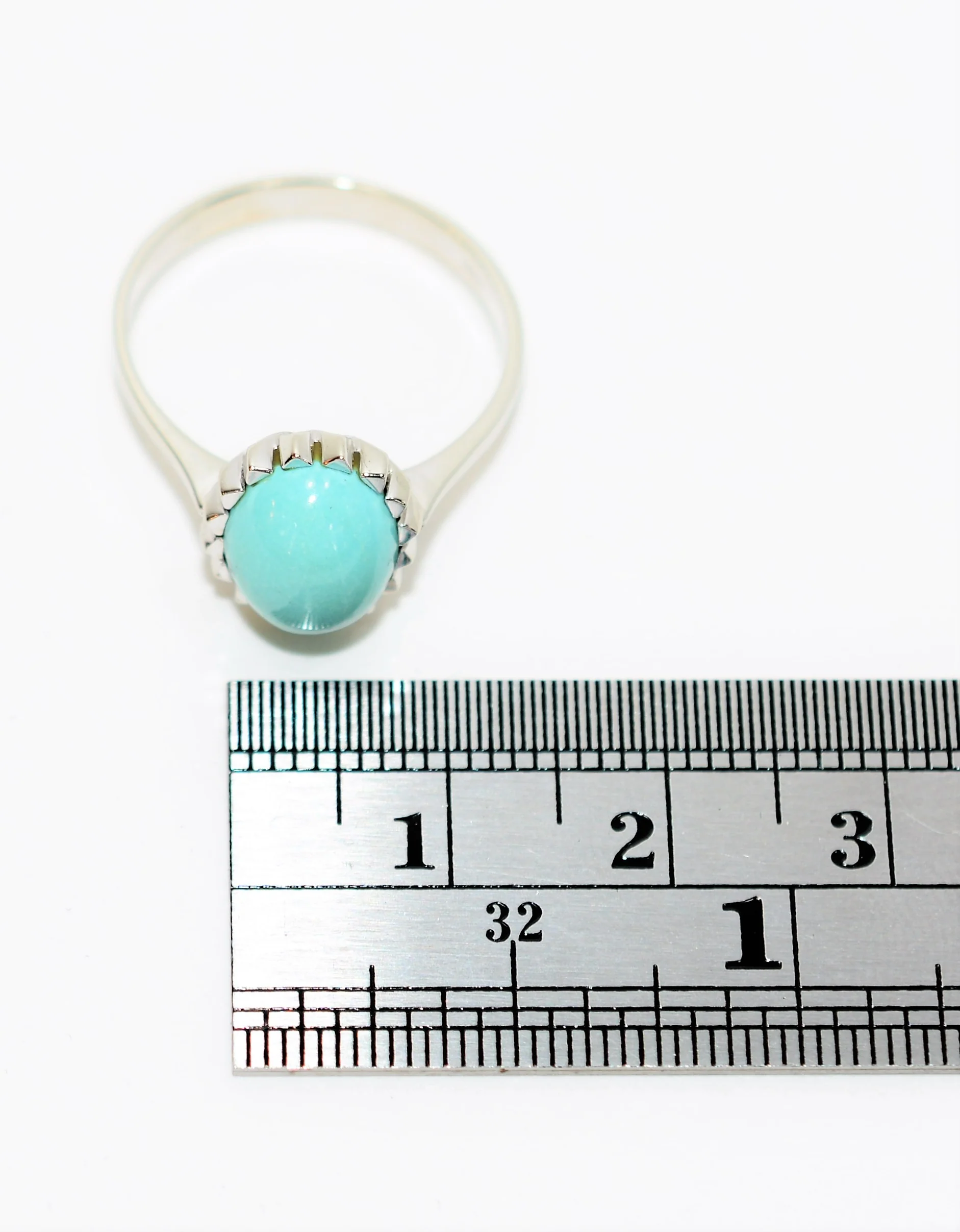 Natural Turquoise Ring 18K Solid White Gold Ring Solitaire Ring Birthstone Ring Blue Ring Cocktail Ring Statement Ring Estate Women's Ring - Image 10