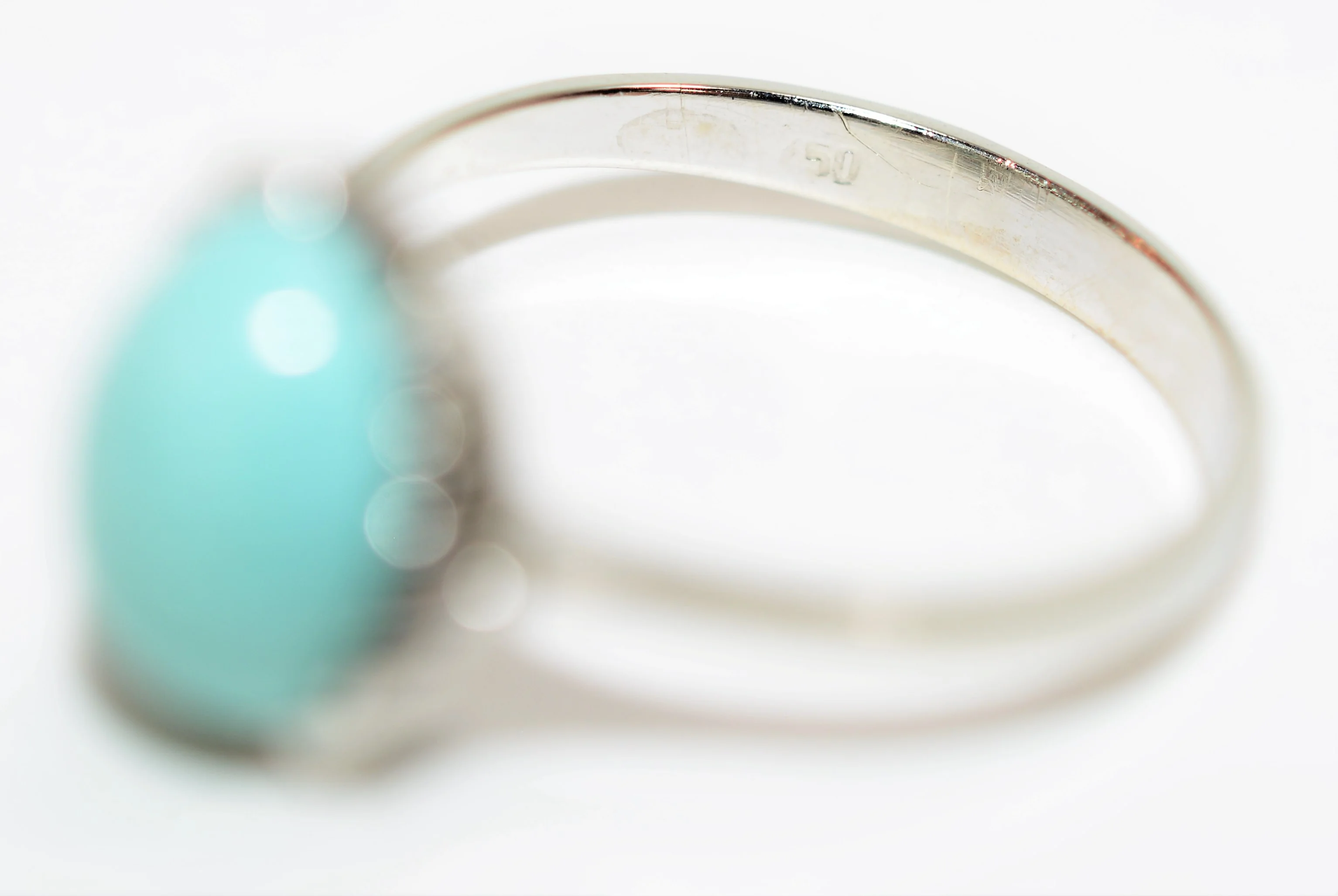 Natural Turquoise Ring 18K Solid White Gold Ring Solitaire Ring Birthstone Ring Blue Ring Cocktail Ring Statement Ring Estate Women's Ring - Image 6