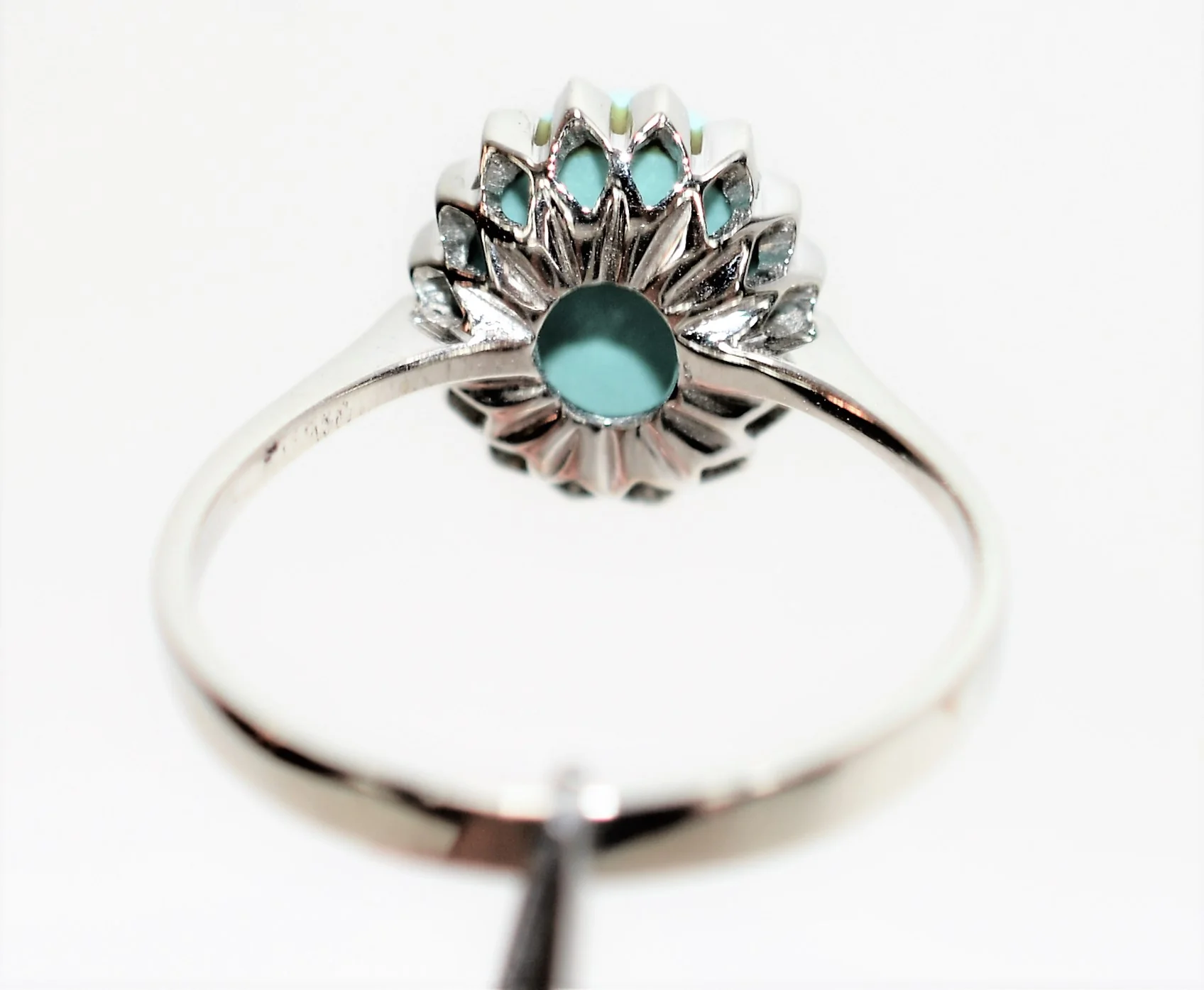 Natural Turquoise Ring 18K Solid White Gold Ring Solitaire Ring Birthstone Ring Blue Ring Cocktail Ring Statement Ring Estate Women's Ring - Image 7