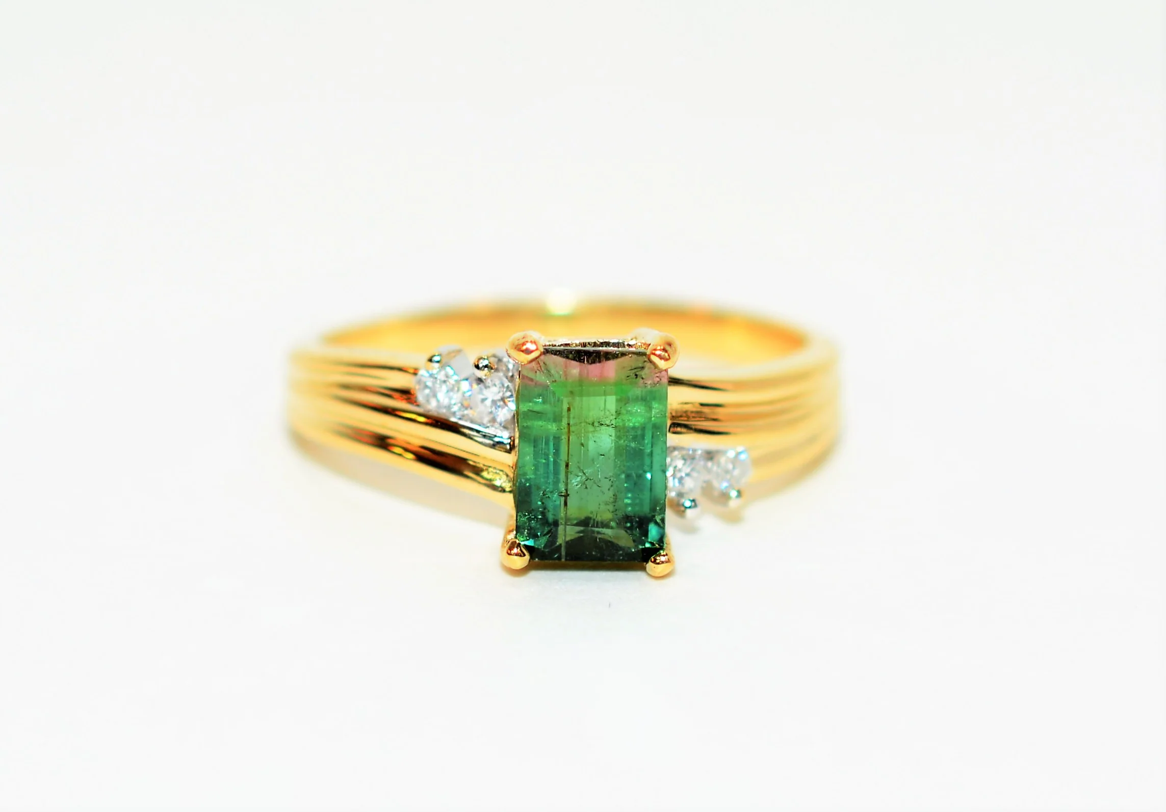 Natural Watermelon Tourmaline & Diamond Ring 14K Solid Gold 1.07tcw Tourmaline Ring Gemstone Ring Women's Ring Ladies Ring Birthstone Ring